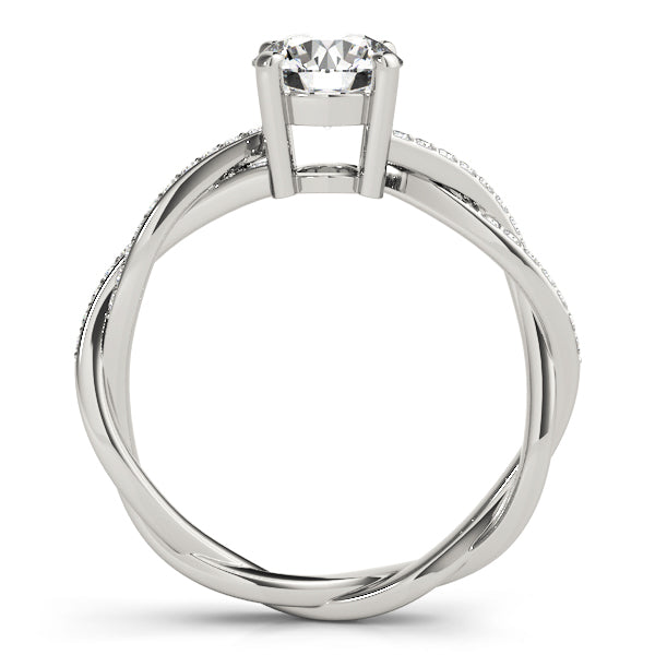 Diamond Twist Sidestone Accented Engagement Ring 18k White Gold (1.11ct)