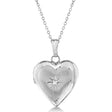 Petite Heart Photo Locket w/ Diamond Accent Women 14k White Gold .01ct