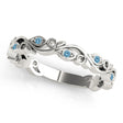 Blue Topaz Leaf Fashion Ring Wedding Band 14k White Gold (0.05ct)