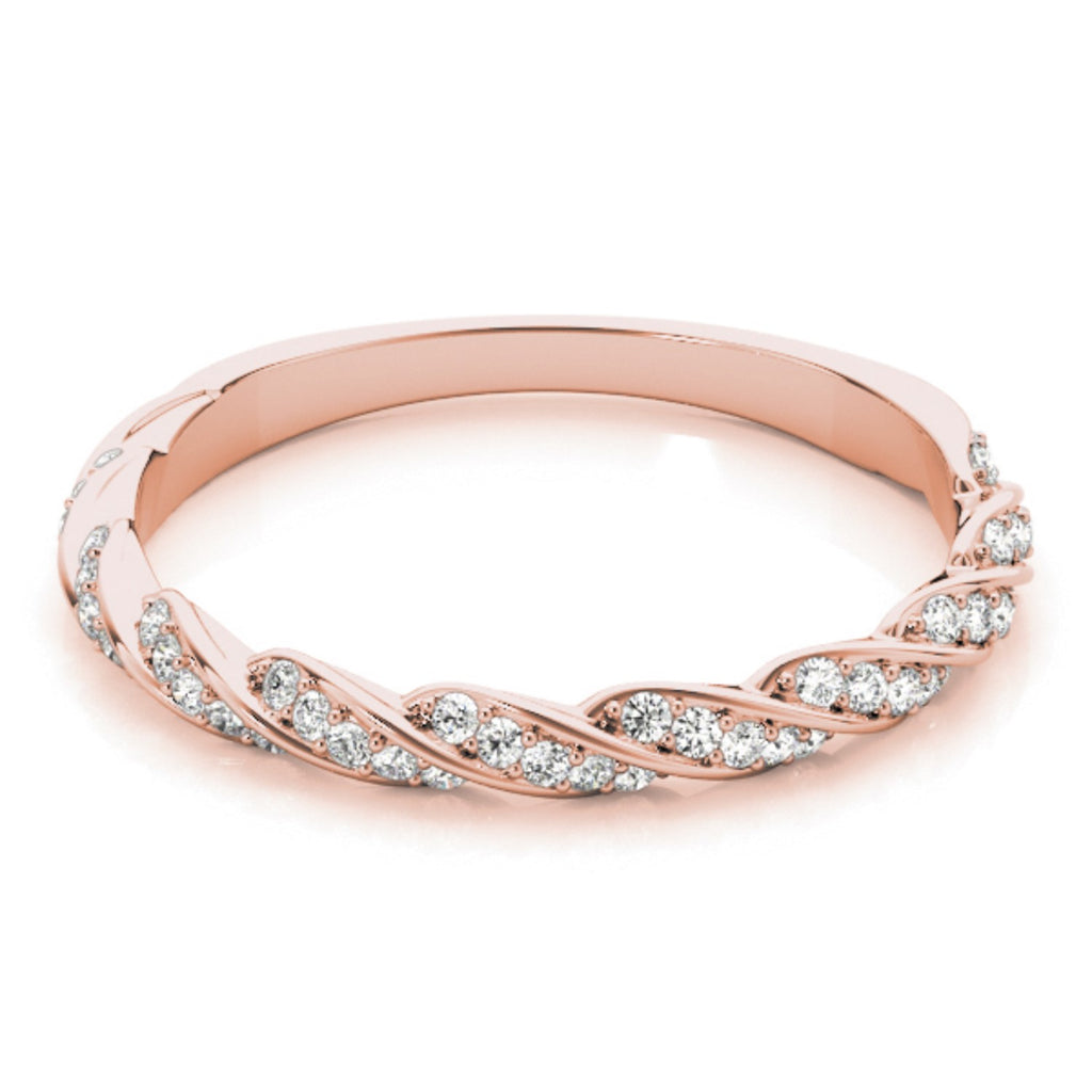 Diamond Twist Fashion Ring Wedding Band 14k Rose Gold (0.23ct)
