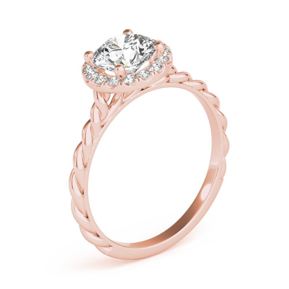 Diamond Halo Twisted Rope Engagement Ring in 14k Rose Gold (0.10ct)