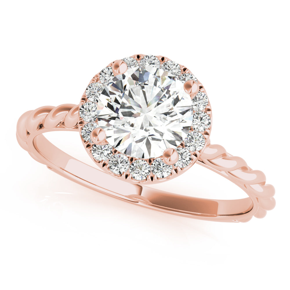 Diamond Halo Twisted Rope Engagement Ring in 14k Rose Gold (0.10ct)