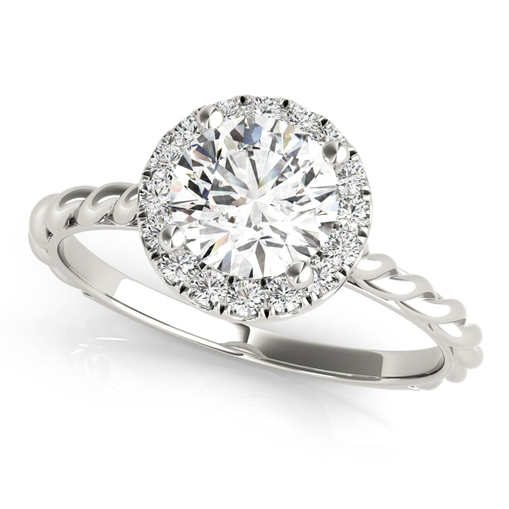 Diamond Halo Twisted Rope Engagement Ring in Palladium (0.10ct)