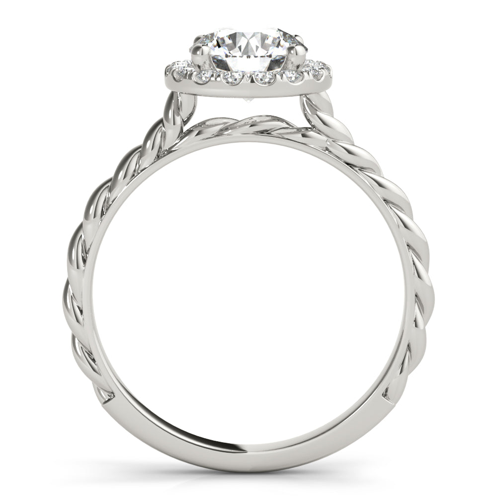 Diamond Halo Twisted Rope Engagement Ring in Palladium (0.10ct)