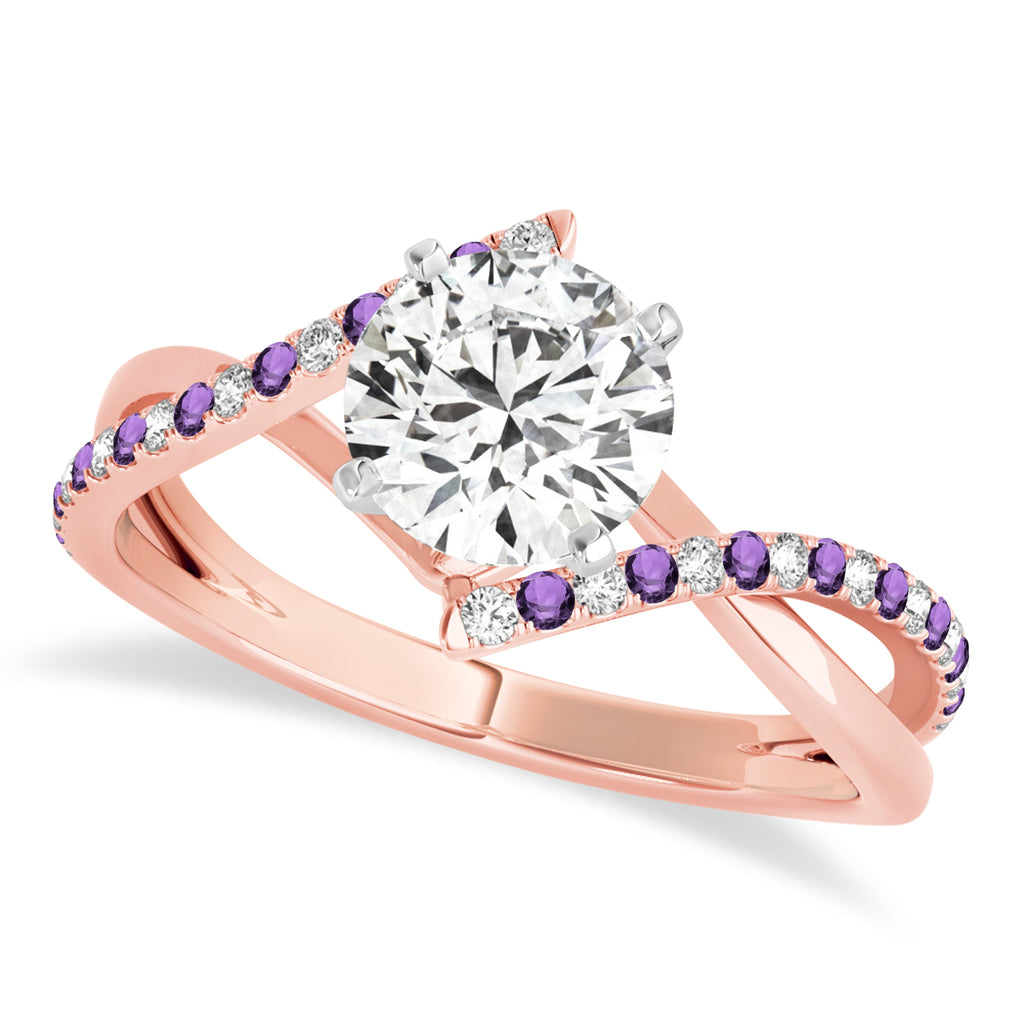 Diamond & Amethyst Bypass Semi-Mount Ring in 14k Rose Gold (0.14ct)