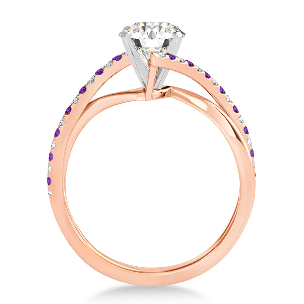 Diamond & Amethyst Bypass Semi-Mount Ring in 14k Rose Gold (0.14ct)