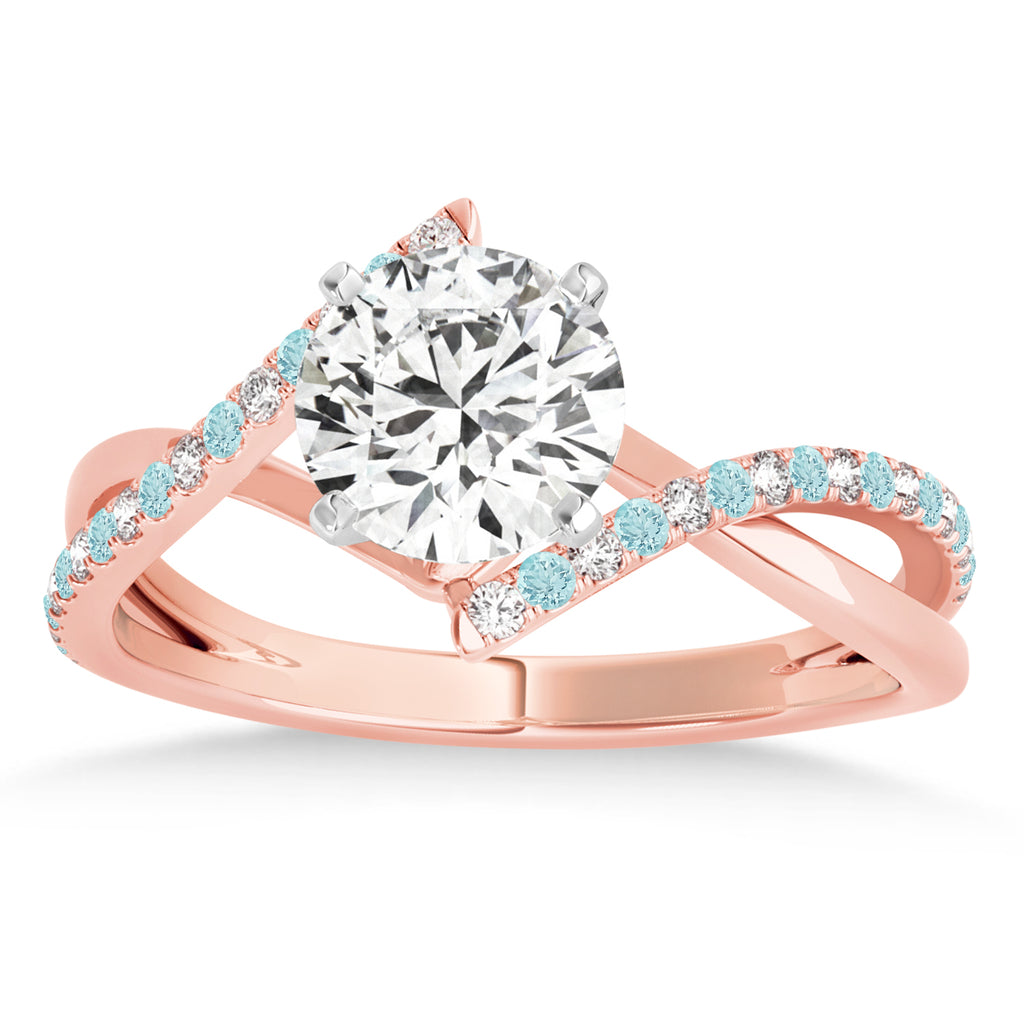 Diamond & Aquamarine Bypass Semi-Mount Ring in 14k Rose Gold (0.14ct)