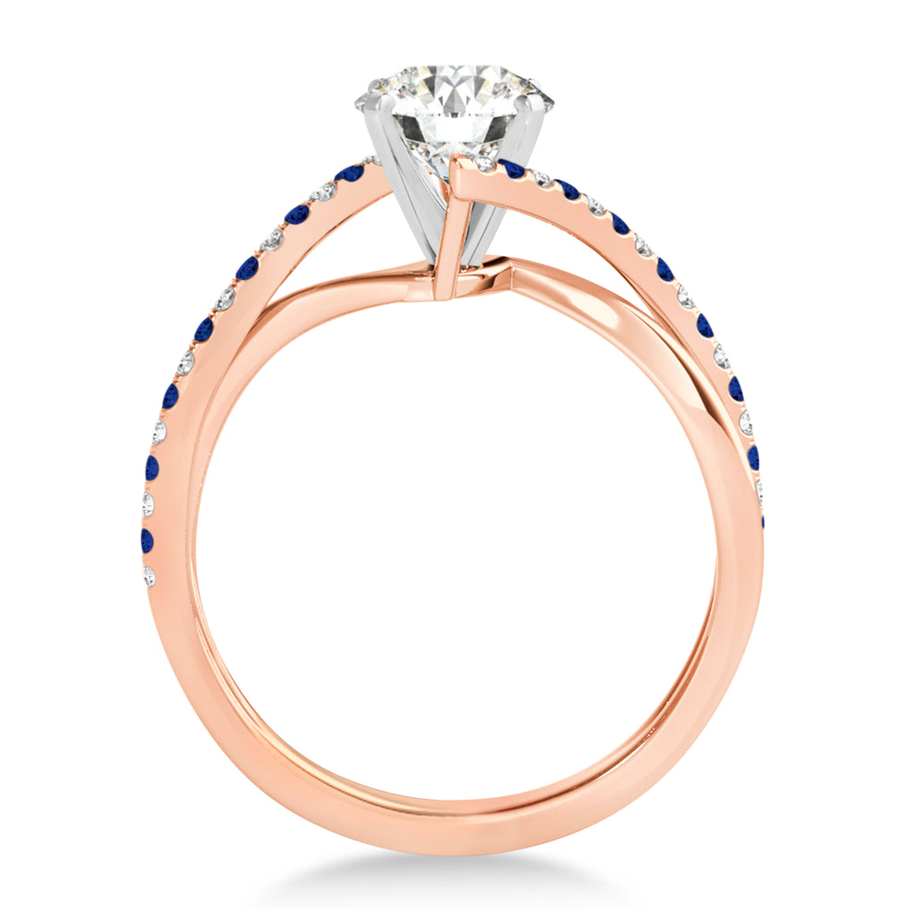 Diamond & Blue Sapphire Bypass Semi-Mount Ring in 14k Rose Gold (0.14ct)