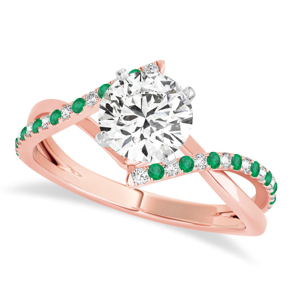 Diamond & Emerald Bypass Semi-Mount Ring in 14k Rose Gold (0.14ct)