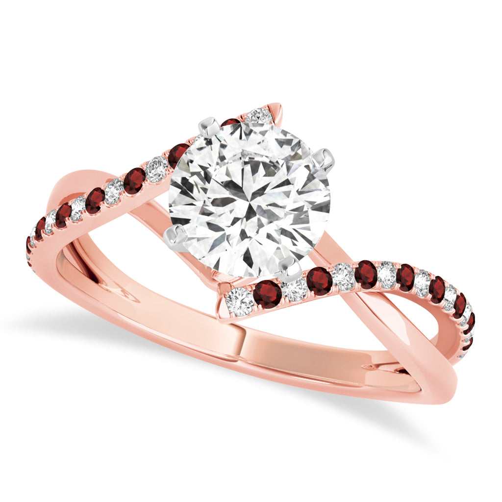 Diamond & Garnet Bypass Semi-Mount Ring in 14k Rose Gold (0.14ct)