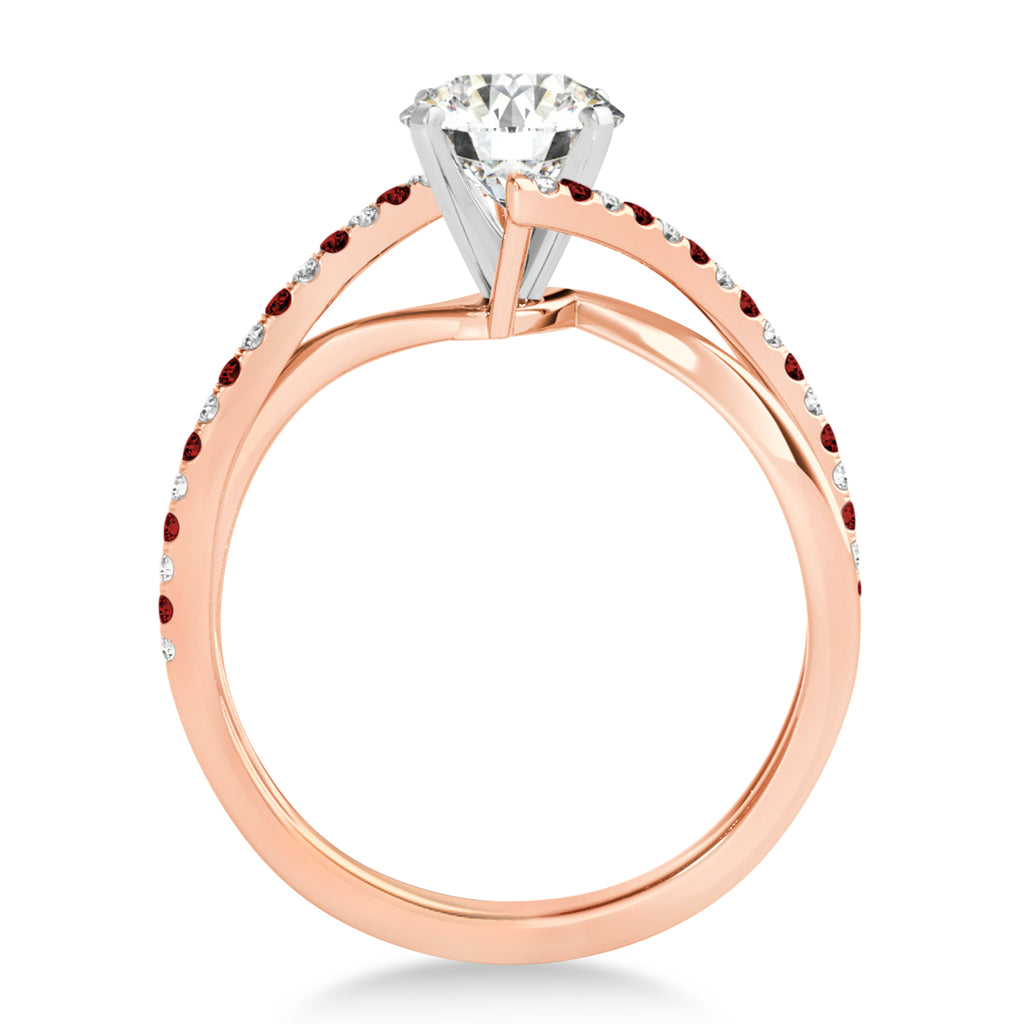 Diamond & Garnet Bypass Semi-Mount Ring in 14k Rose Gold (0.14ct)