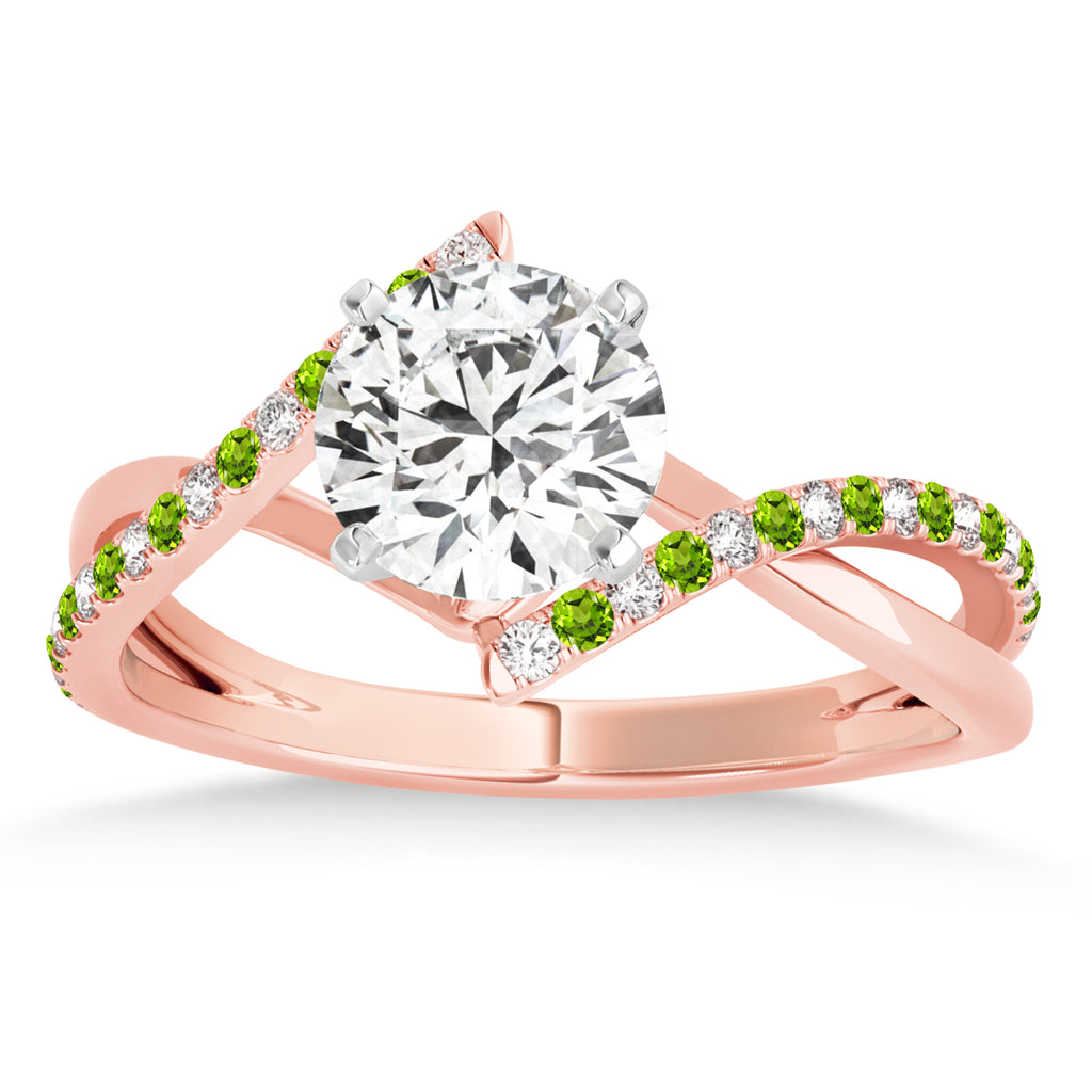 Diamond & Peridot Bypass Semi-Mount Ring in 14k Rose Gold (0.14ct)