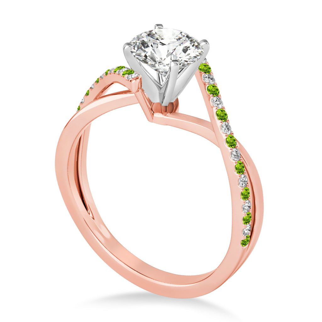 Diamond & Peridot Bypass Semi-Mount Ring in 14k Rose Gold (0.14ct)