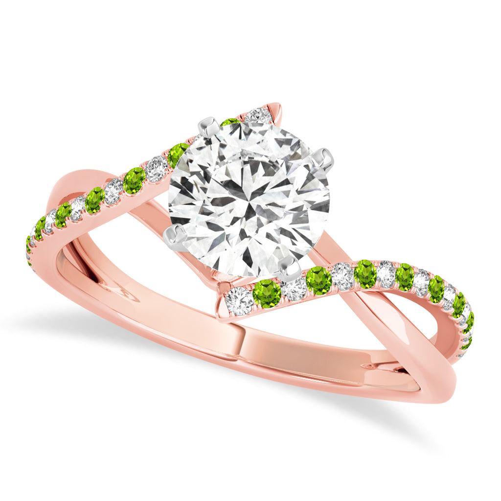 Diamond & Peridot Bypass Semi-Mount Ring in 14k Rose Gold (0.14ct)