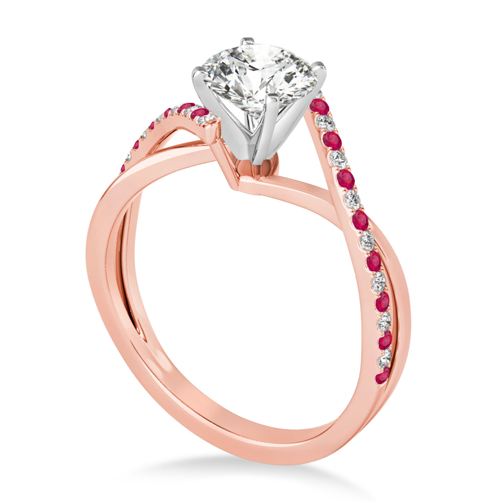 Diamond & Ruby Bypass Semi-Mount Ring in 14k Rose Gold (0.14ct)