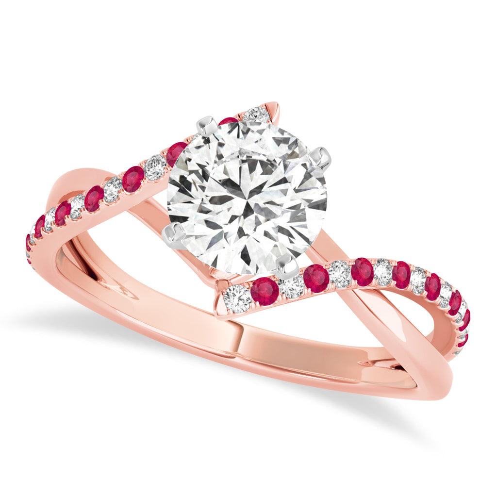 Diamond & Ruby Bypass Semi-Mount Ring in 14k Rose Gold (0.14ct)
