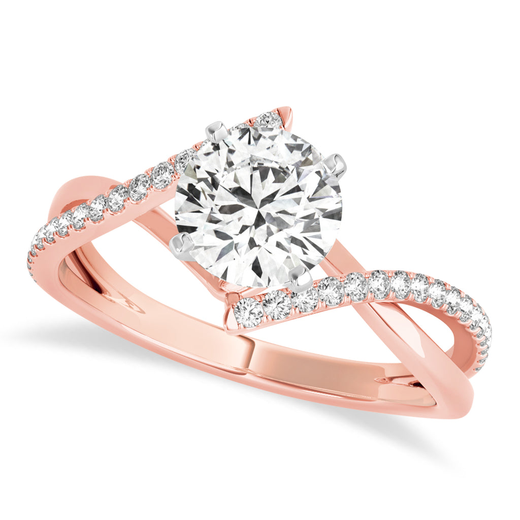 Diamond Bypass Semi-Mount Ring/Wedding Band in 14k Rose Gold (0.14ct)