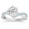 Diamond & Aquamarine Bypass Semi-Mount Ring in 14k White Gold (0.14ct)