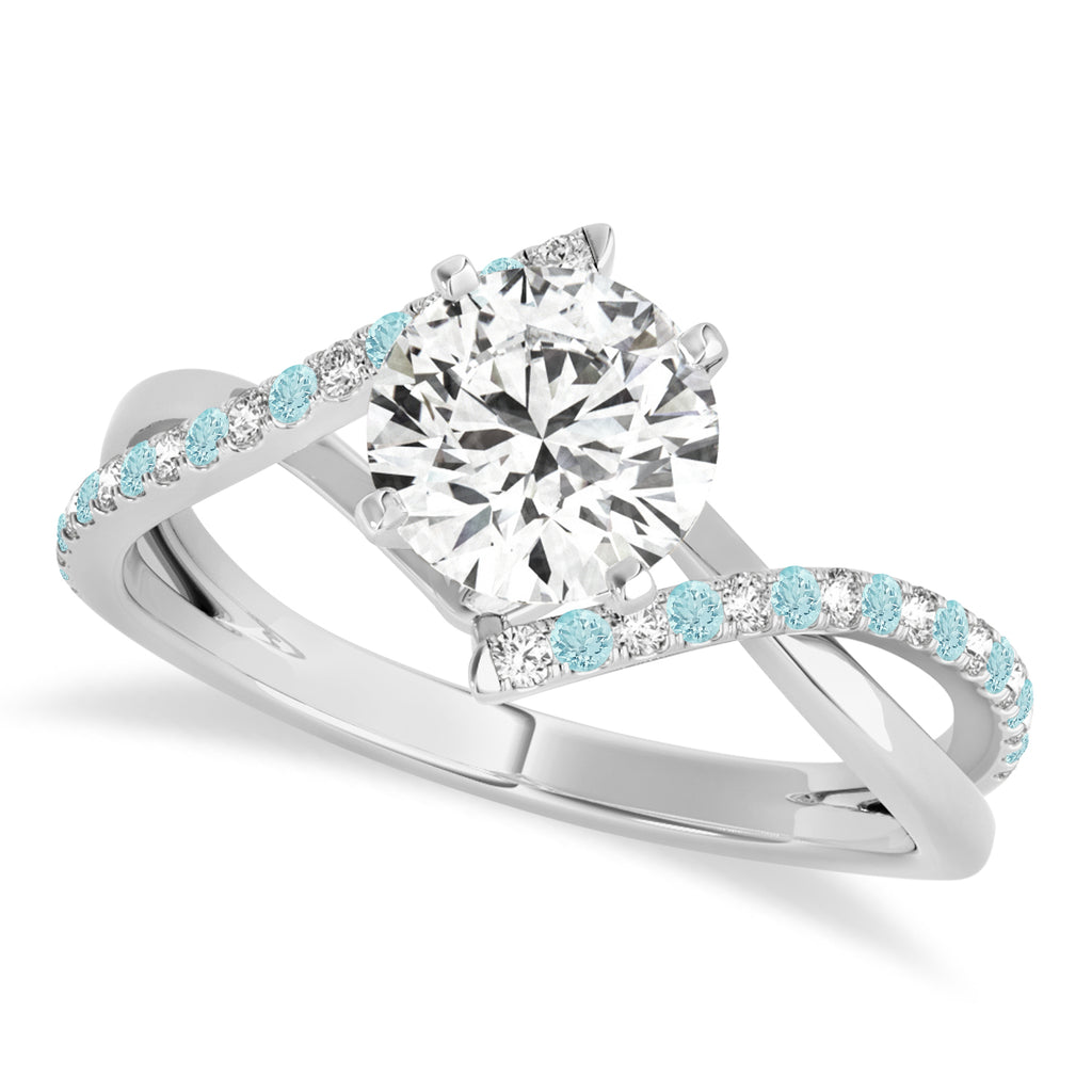 Diamond & Aquamarine Bypass Semi-Mount Ring in 14k White Gold (0.14ct)