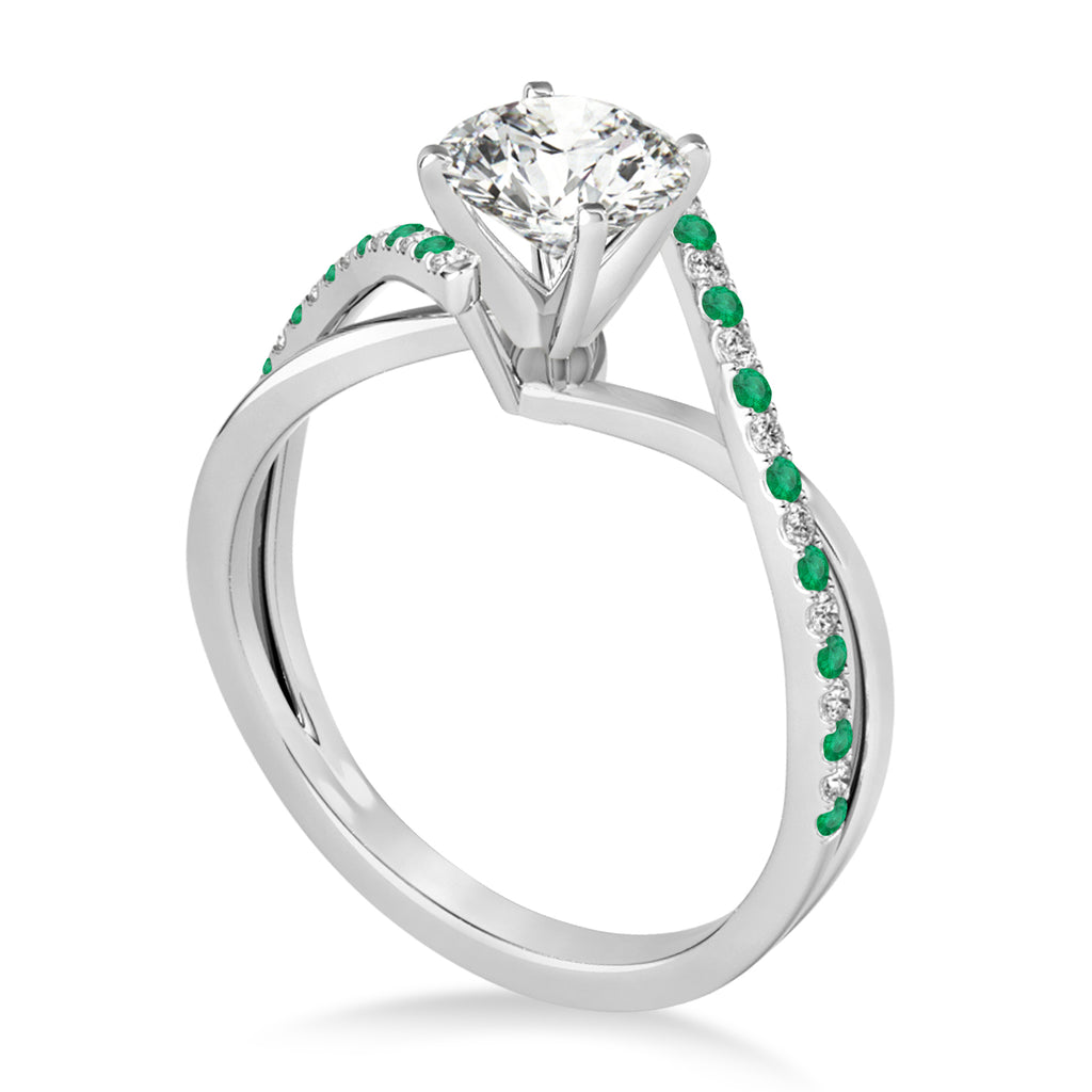 Diamond & Emerald Bypass Semi-Mount Ring in 14k White Gold (0.14ct)