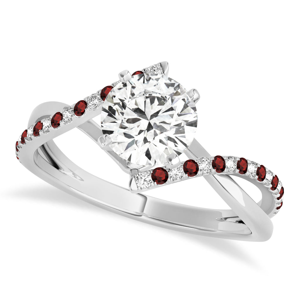 Diamond & Garnet Bypass Semi-Mount Ring in 14k White Gold (0.14ct)