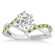 Diamond & Peridot Bypass Semi-Mount Ring in 14k White Gold (0.14ct)