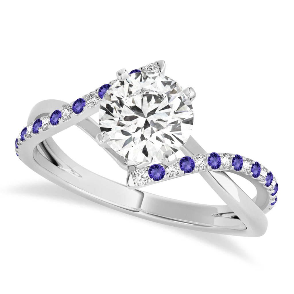 Diamond & Tanzanite Bypass Semi-Mount Ring in 14k White Gold (0.14ct)