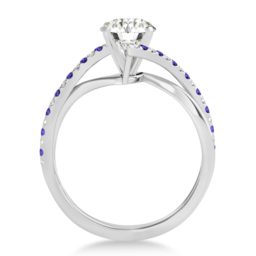 Diamond & Tanzanite Bypass Semi-Mount Ring in 14k White Gold (0.14ct)
