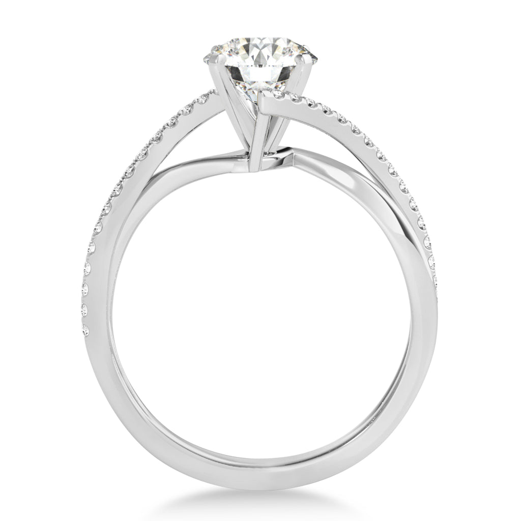 Diamond Bypass Semi-Mount Ring/Wedding Band in 14k White Gold (0.14ct)
