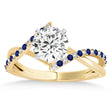 Diamond & Blue Sapphire Bypass Semi-Mount Ring in 14k Yellow Gold (0.14ct)