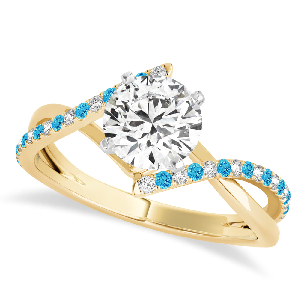 Diamond & Blue Topaz Bypass Semi-Mount Ring in 14k Yellow Gold (0.14ct)
