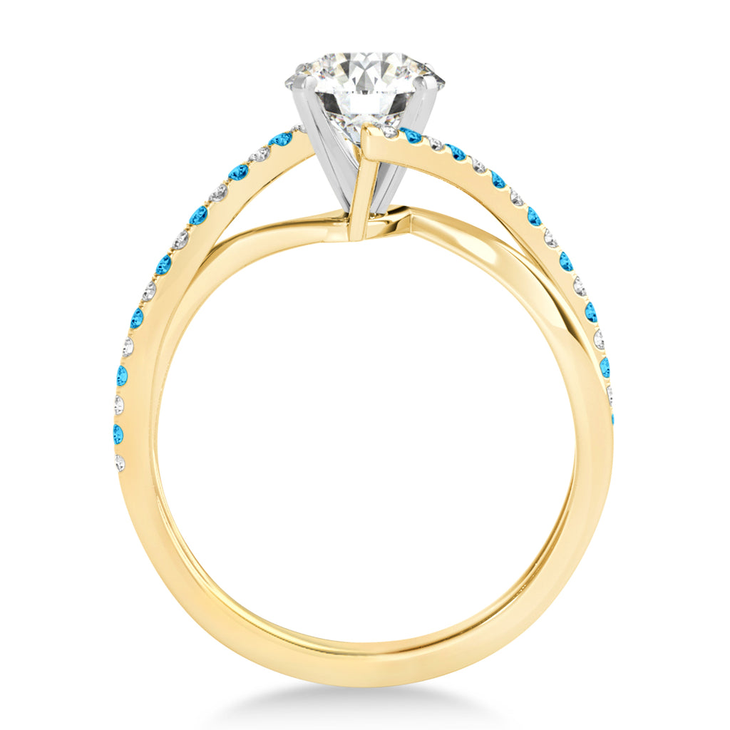 Diamond & Blue Topaz Bypass Semi-Mount Ring in 14k Yellow Gold (0.14ct)