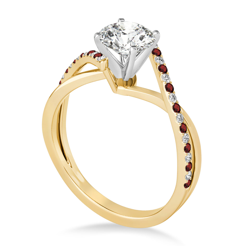 Diamond & Garnet Bypass Semi-Mount Ring in 14k Yellow Gold (0.14ct)