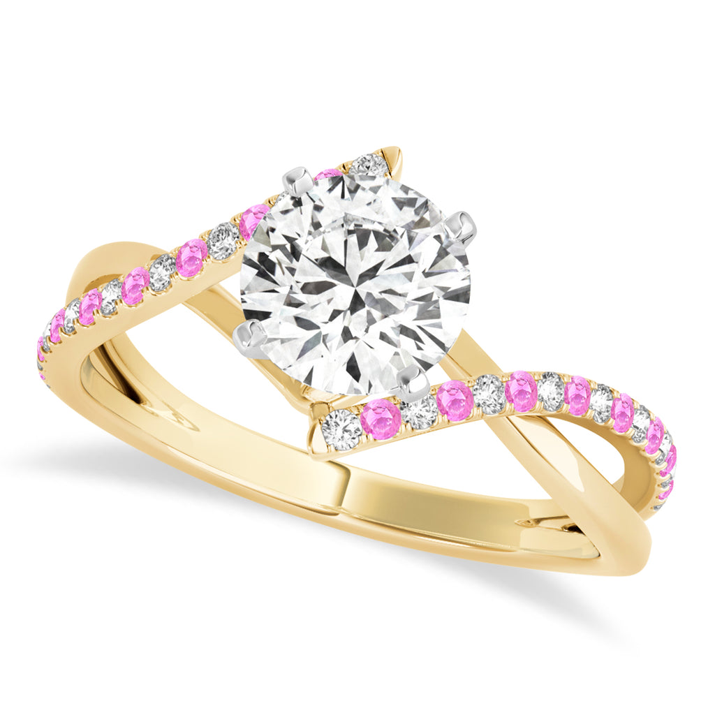Diamond & Pink Sapphire Bypass Semi-Mount Ring in 14k Yellow Gold (0.14ct)