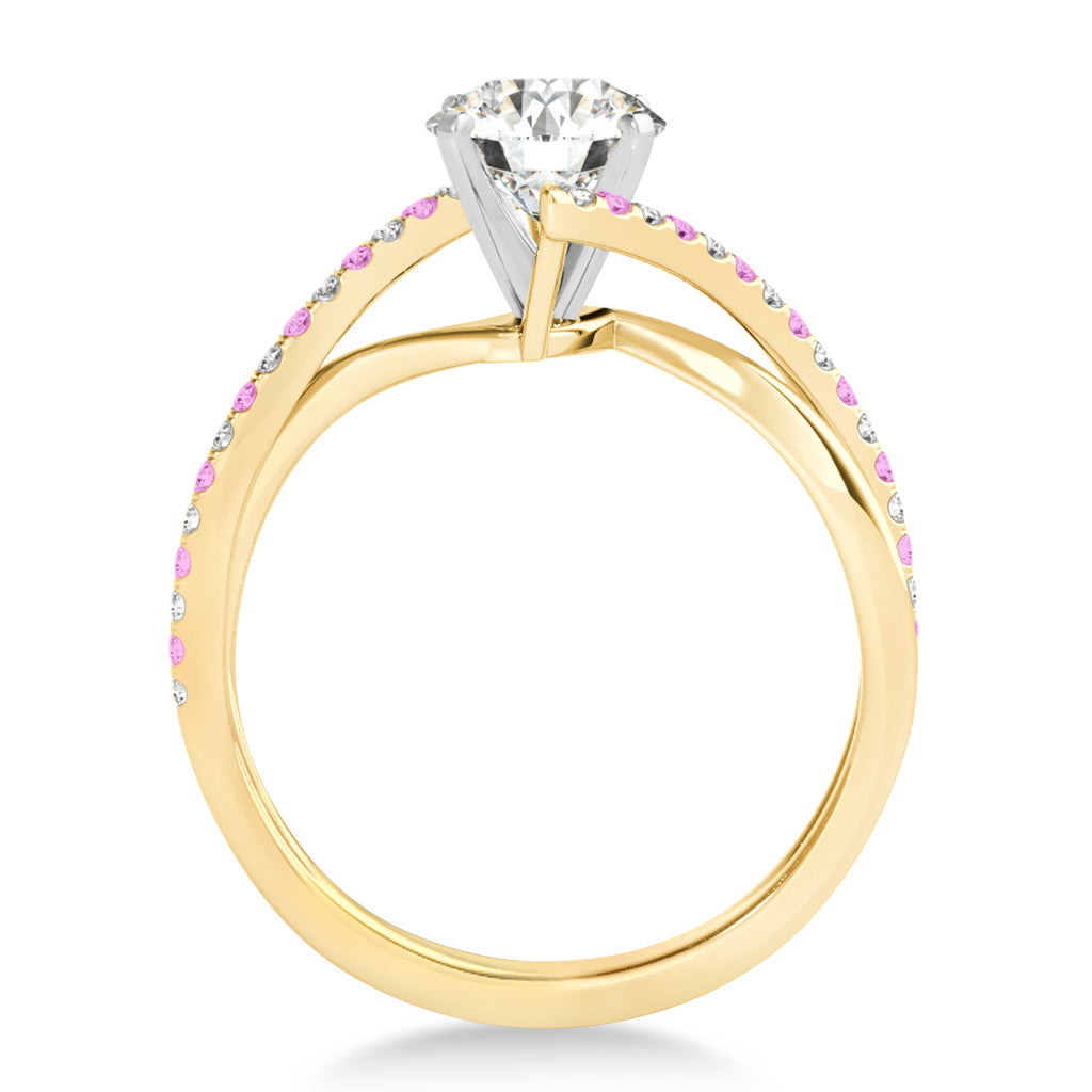 Diamond & Pink Sapphire Bypass Semi-Mount Ring in 14k Yellow Gold (0.14ct)