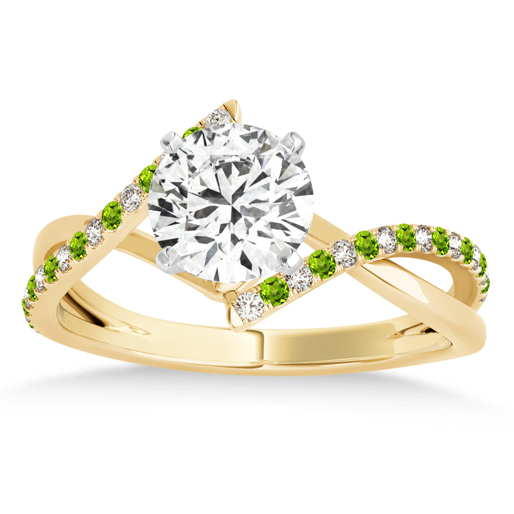 Diamond & Peridot Bypass Semi-Mount Ring in 14k Yellow Gold (0.14ct)