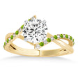 Diamond & Peridot Bypass Semi-Mount Ring in 14k Yellow Gold (0.14ct)