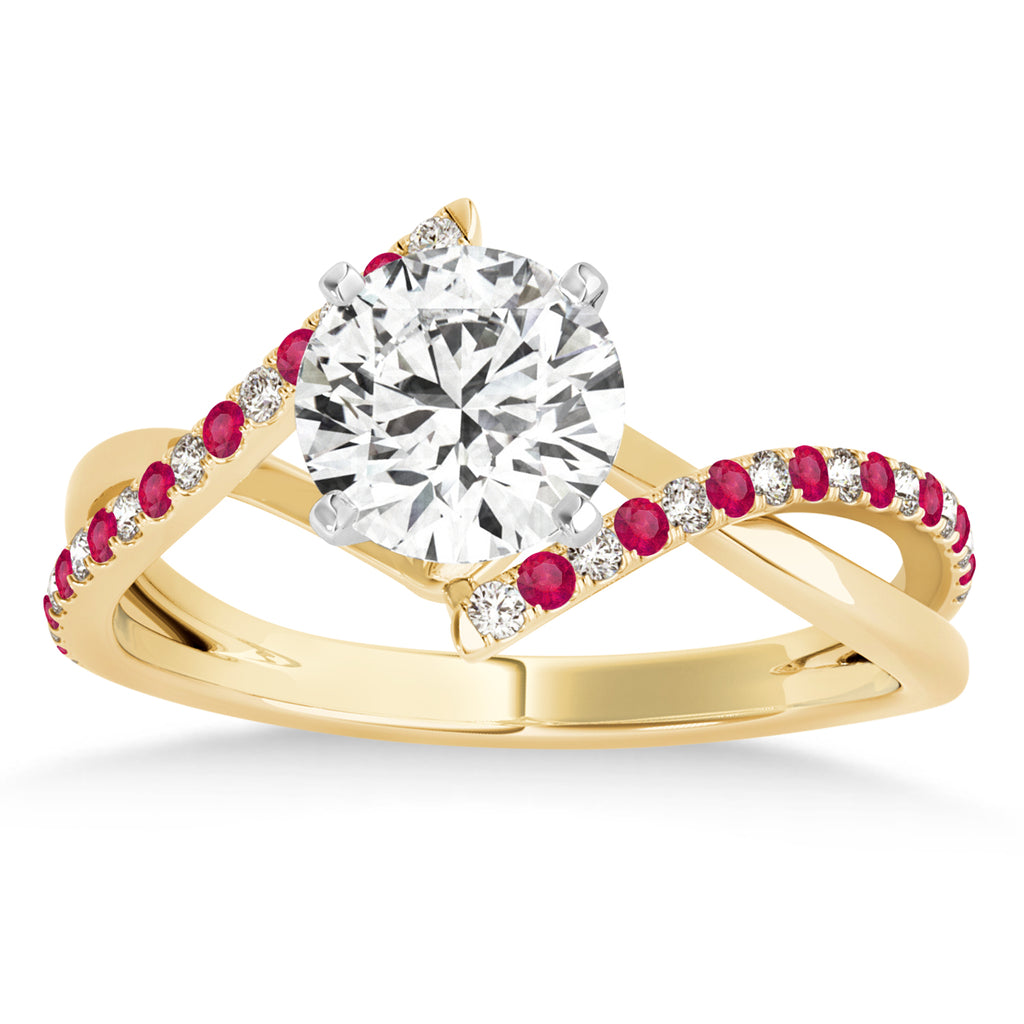 Diamond & Ruby Bypass Semi-Mount Ring in 14k Yellow Gold (0.14ct)
