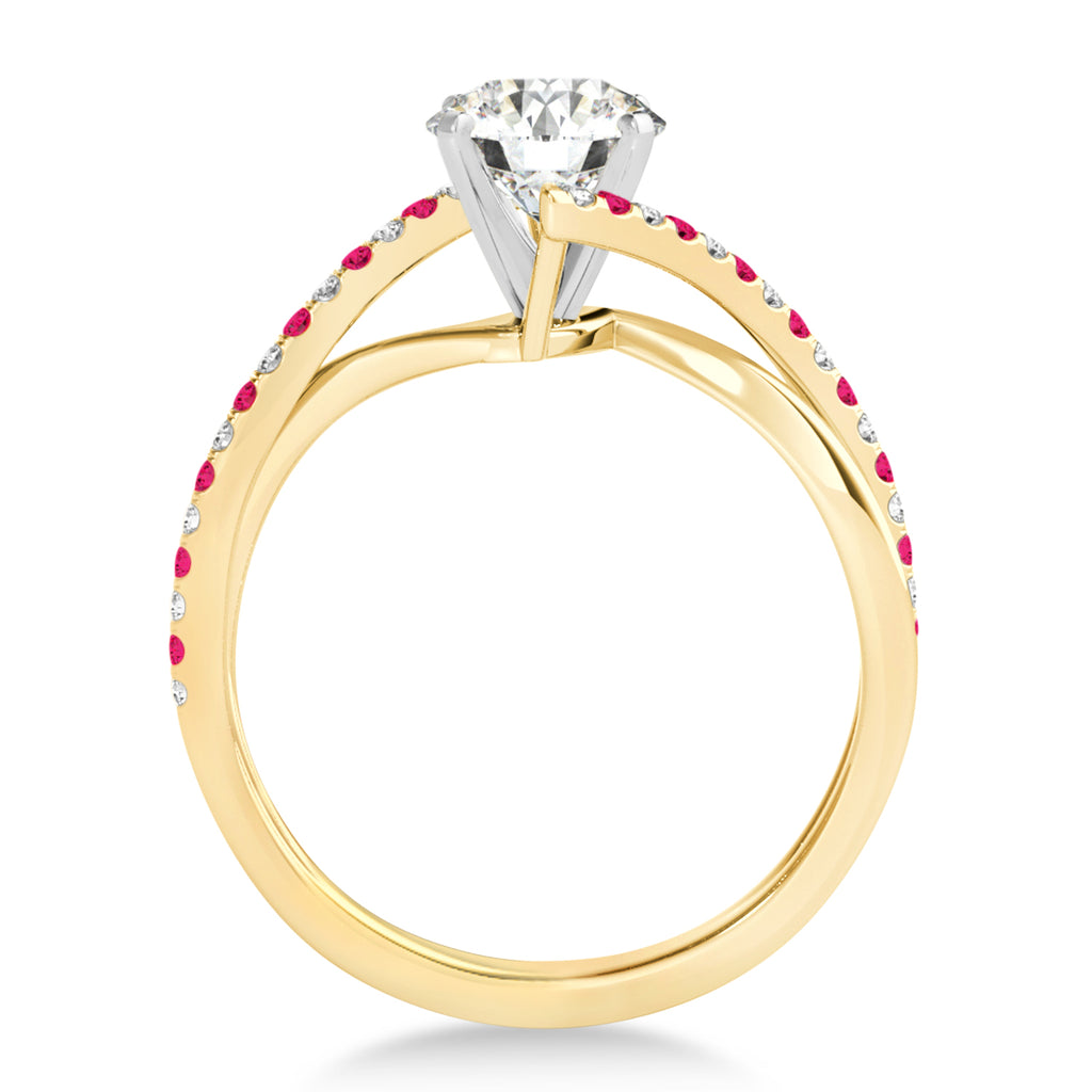 Diamond & Ruby Bypass Semi-Mount Ring in 14k Yellow Gold (0.14ct)