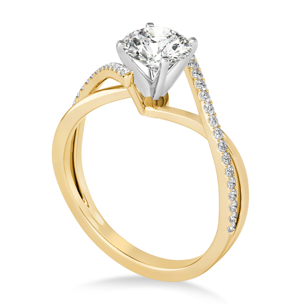 Diamond Bypass Semi-Mount Ring/Wedding Band in 14k Yellow Gold (0.14ct)