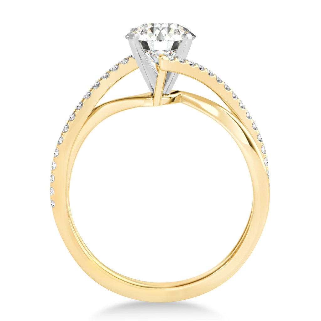 Diamond Bypass Semi-Mount Ring/Wedding Band in 14k Yellow Gold (0.14ct)