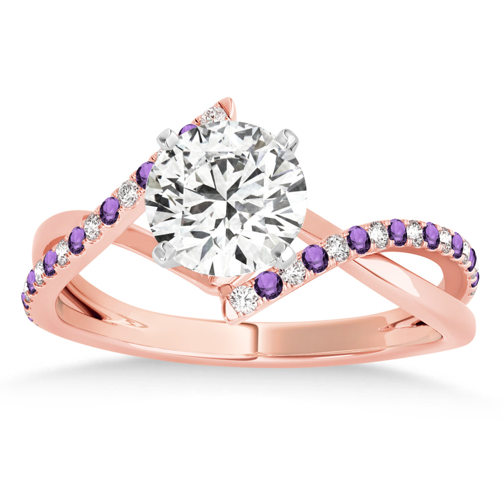 Diamond & Amethyst Bypass Semi-Mount Ring in 18k Rose Gold (0.14ct)