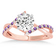 Diamond & Amethyst Bypass Semi-Mount Ring in 18k Rose Gold (0.14ct)