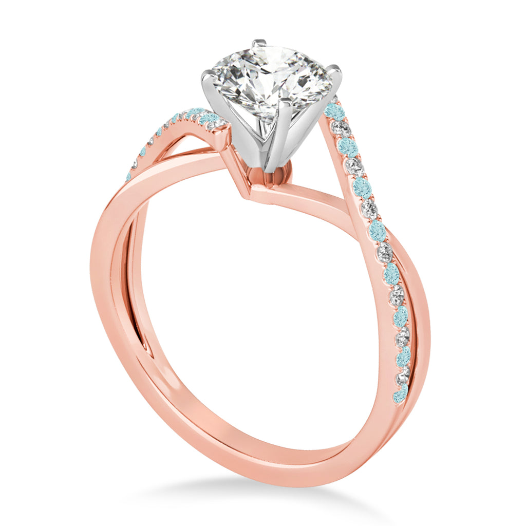 Diamond & Aquamarine Bypass Semi-Mount Ring in 18k Rose Gold (0.14ct)