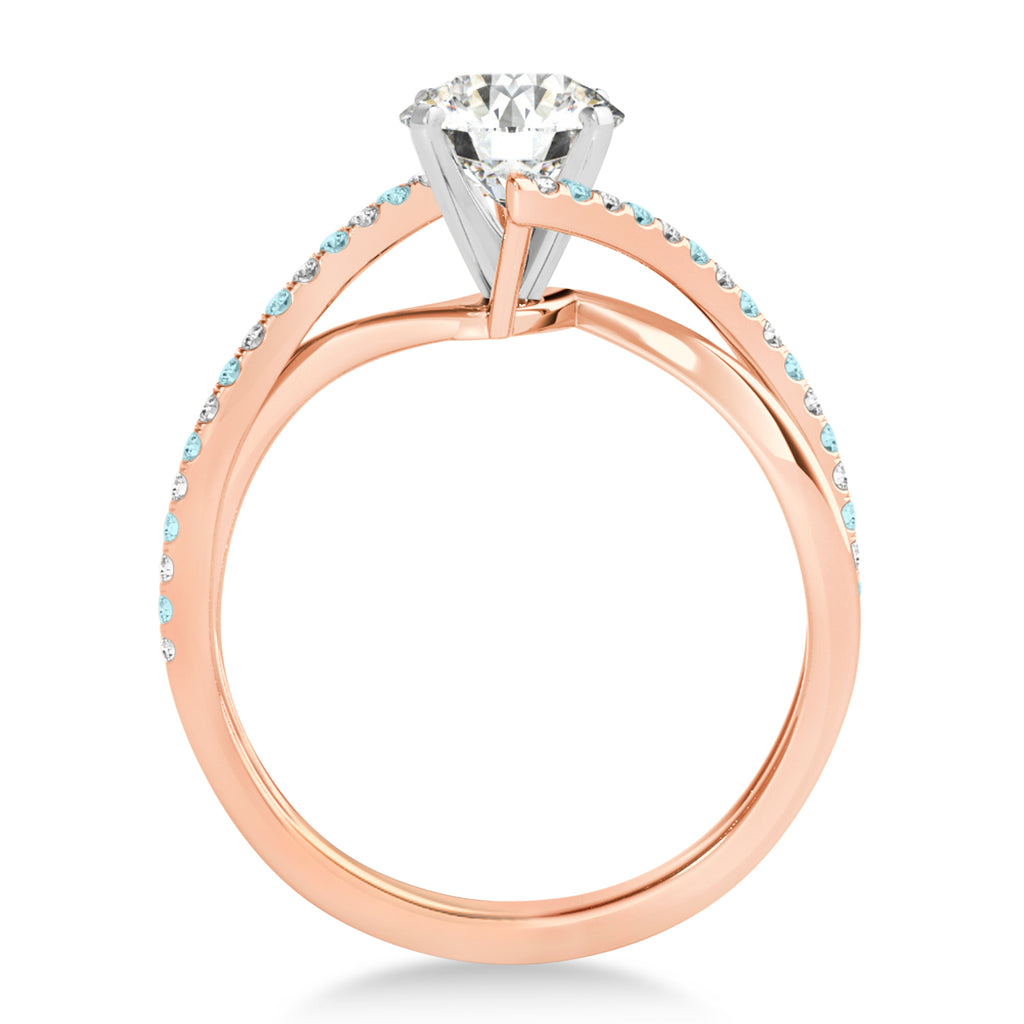 Diamond & Aquamarine Bypass Semi-Mount Ring in 18k Rose Gold (0.14ct)