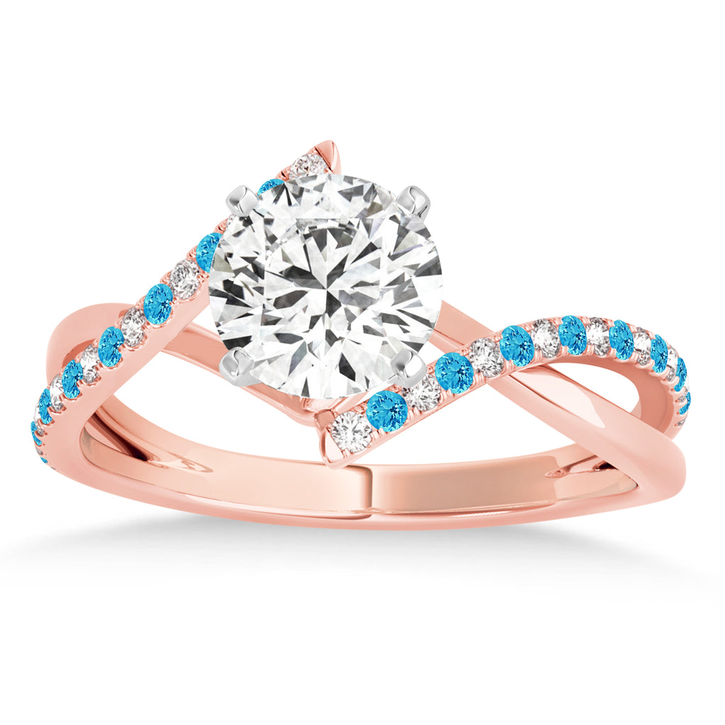 Diamond & Blue Topaz Bypass Semi-Mount Ring in 18k Rose Gold (0.14ct)