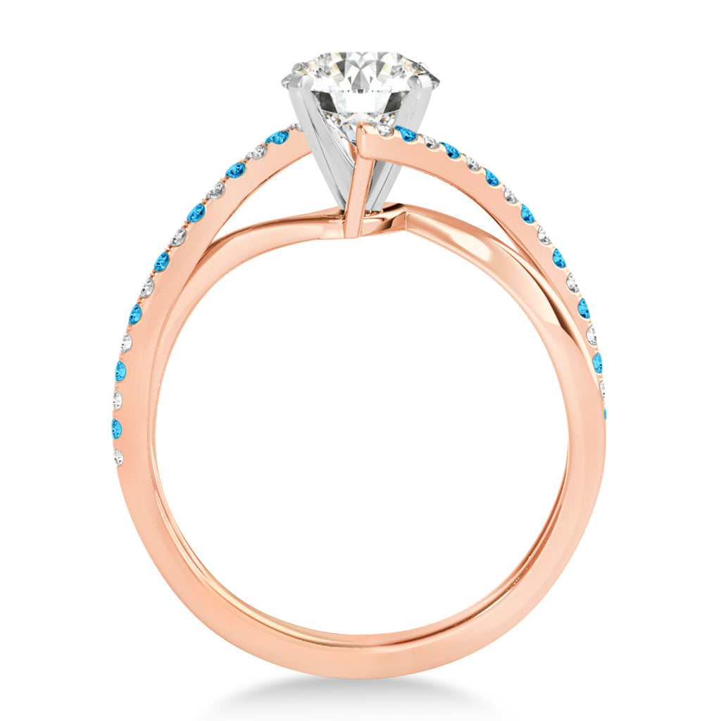 Diamond & Blue Topaz Bypass Semi-Mount Ring in 18k Rose Gold (0.14ct)