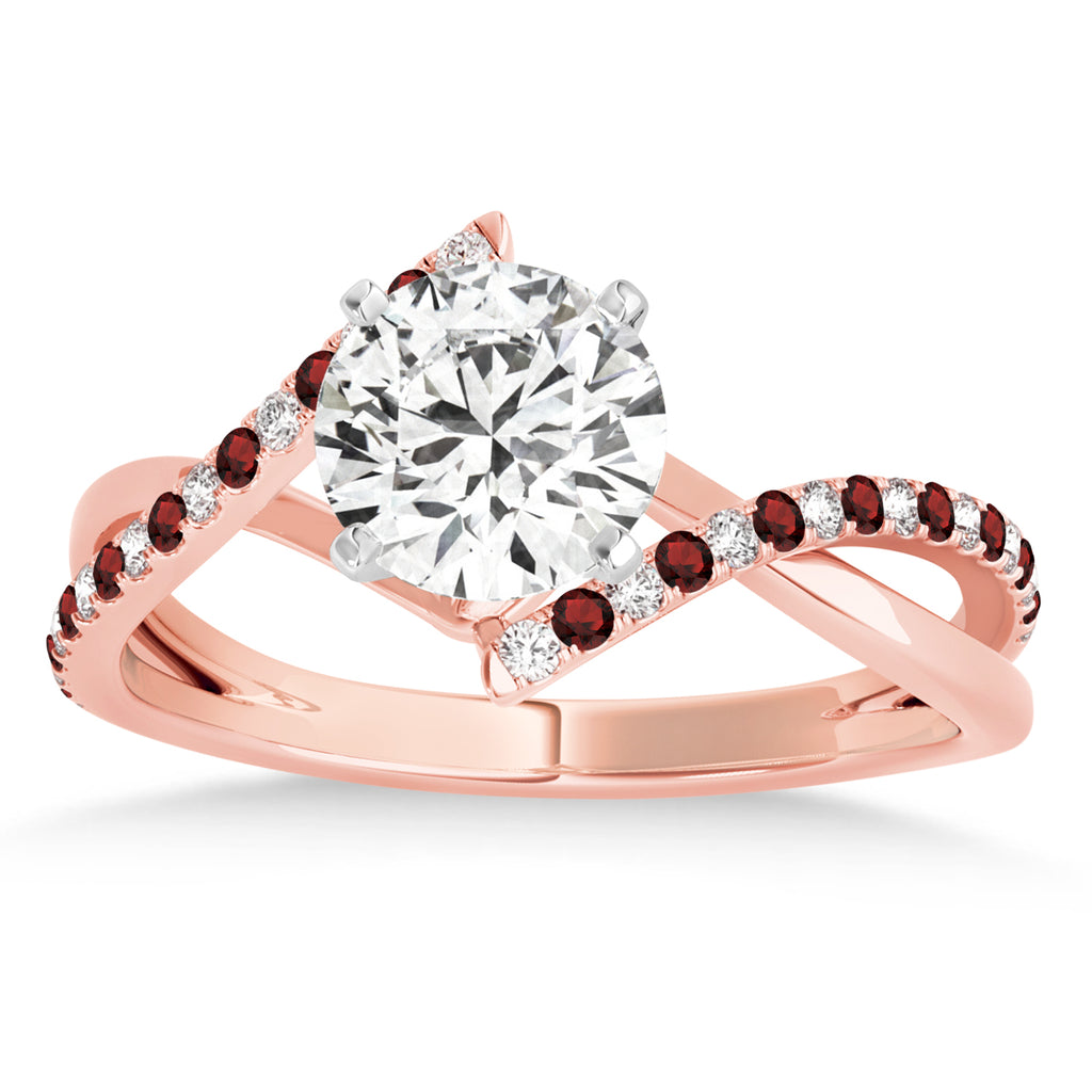 Diamond & Garnet Bypass Semi-Mount Ring in 18k Rose Gold (0.14ct)