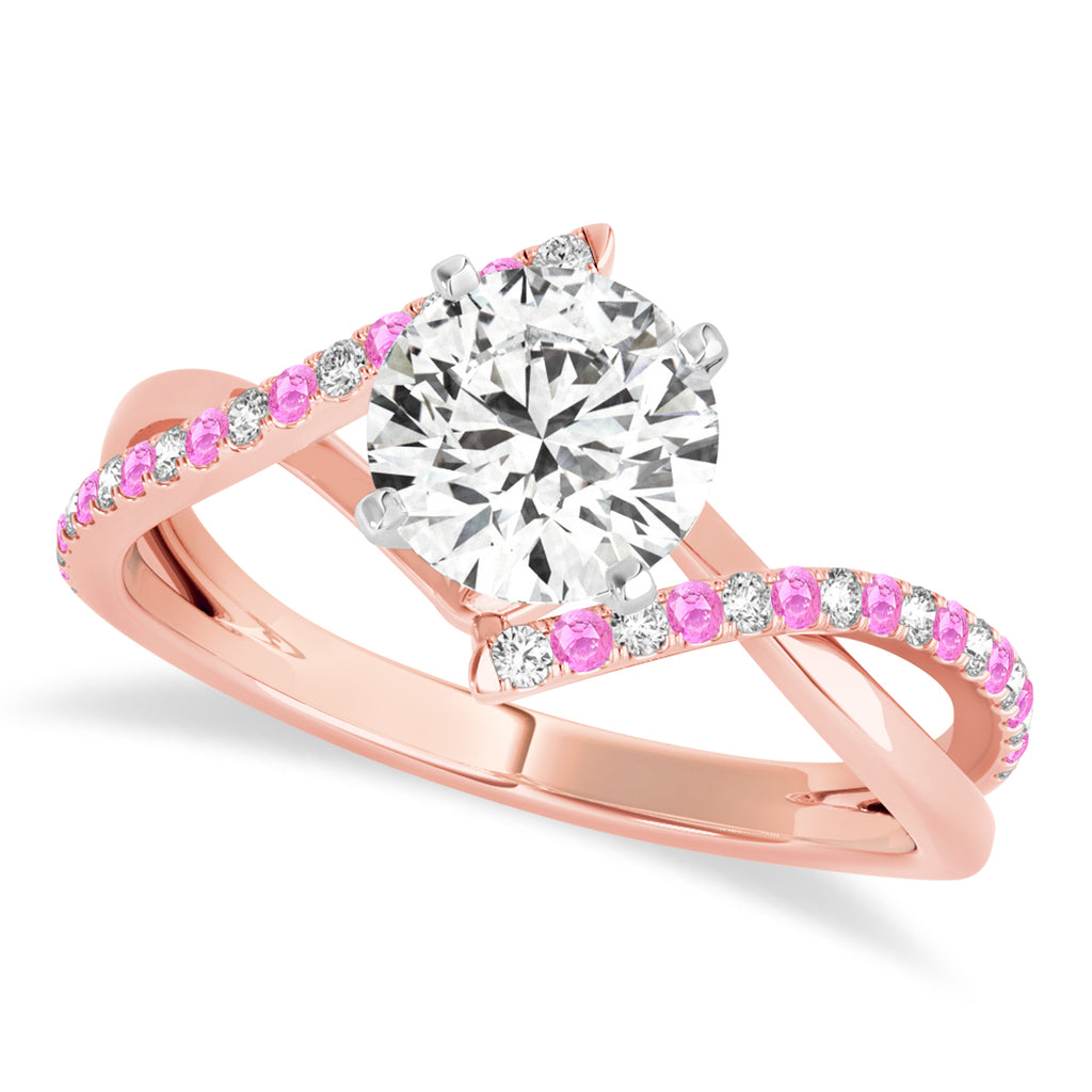 Diamond & Pink Sapphire Bypass Semi-Mount Ring in 18k Rose Gold (0.14ct)