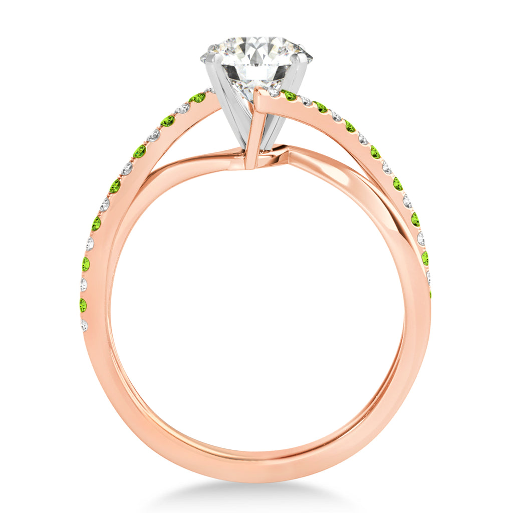 Diamond & Peridot Bypass Semi-Mount Ring in 18k Rose Gold (0.14ct)